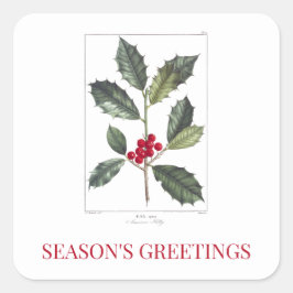 レッドテクリスマスホリー封筒用シールシール スクエアシール