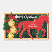 レッドテネシーのウォーカーホースクリスマスジンルベル 長方形シール (正面)