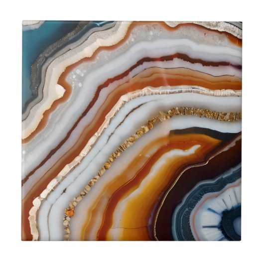 レッドテラコッタホワイトブラックブルー金ゴールドアゲード タイル (正面)