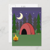 レッドテントキャンピングバースデーパーティーポストカード招待状 インビテーションポストカード (正面/裏面)