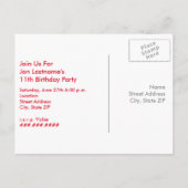 レッドテントキャンピングバースデーパーティーポストカード招待状 インビテーションポストカード (裏面)