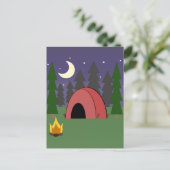 レッドテントキャンピングバースデーパーティーポストカード招待状 インビテーションポストカード (スタンド正面)