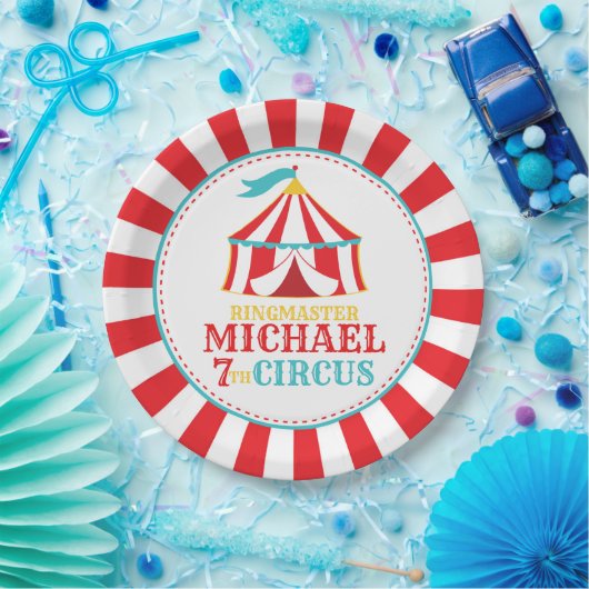 レッドテントサーカスカーニバル誕生日パーティープレート ペーパープレート (パーティー)