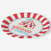 レッドテントサーカスカーニバル誕生日パーティープレート ペーパープレート (アングル)