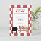 レッドテーブルクロス ピクニック BBQ 屋外グリル 招待状 (スタンド正面)