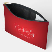 レッドテーマ結婚ズザブライドカスタムパーソナライズされた アクセサリーポーチ (見開き)