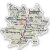 レッドディアアルバータヴィンテージの地図 シール (正面)