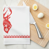 レッドディアクリスマスタオル キッチンタオル (四つ折り)