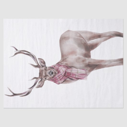 レッドディアタータンチェックスカルフ水彩 薄葉紙 (正面)