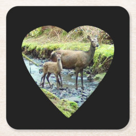 レッドディアドーとベビーディア紙コースター スクエアペーパーコースター