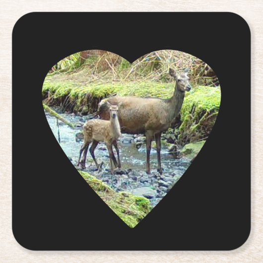 レッドディアドーとベビーディア紙コースター スクエアペーパーコースター (正面)