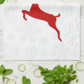 レッドディアホワイトスノーフレーク キッチンタオル (折り畳み)