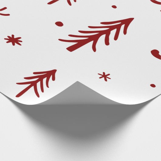 レッドディアーインフォレストイラストレーションホワイトクリスマス ラッピングペーパー (角)