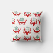 レッドディア〔雄ジカの〕枝角パターンキャビンのクリスマスパターン クッション (正面)