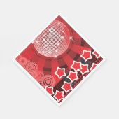 レッドディスコパーティーテーマと星とグリッターボール スタンダードランチョンナプキン (角)