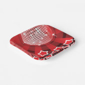 レッドディスコパーティーテーマと星とグリッターボール ペーパープレート (傾斜あり)