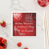 レッドディスコボールと輝くヒールの卒業 スタンダードカクテルナプキン (インサイチュ)