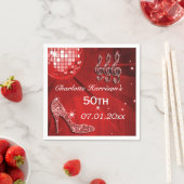 レッドディスコボールと輝くヒール50th スタンダードカクテルナプキン (インサイチュ)