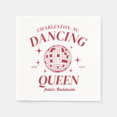 レッドディスコボールレトロバチェロレッテ スタンダードカクテルナプキン (正面)