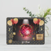 レッドディスコボール卒業式パーティー 招待状 (スタンド正面)