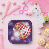 レッドディスコボール ペーパープレート (パーティー)