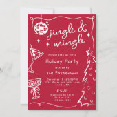 レッドディスコマルティニジングル&ミングルクリスマスパーティー 招待状 (正面)