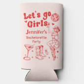 レッドディスコロデオ女性のカーボーイクールバチェロレッテ スリム缶クーラー (裏面)