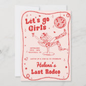 レッドディスコロデオ女性のカーボーイバチェロレッテウィークエンド 招待状 (正面)