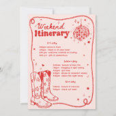 レッドディスコロデオ女性のカーボーイバチェロレッテウィークエンド 招待状 (裏面)