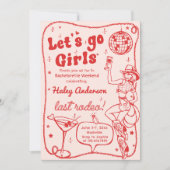 レッドディスコロデオ女性のカーボーイバチェロレッテウィークエンド 招待状 (正面)