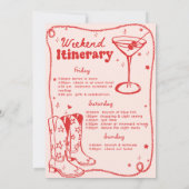 レッドディスコロデオ女性のカーボーイバチェロレッテウィークエンド 招待状 (裏面)