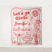 レッドディスコ女性のカーボーイロデオバチェロレッテウィークエンド タペストリー (正面)