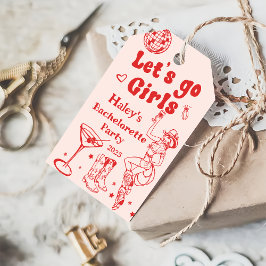 レッドディスコ女性のカーボーイロデオバチェロレッテ ギフトタグ