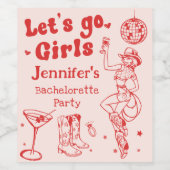 レッドディスコ女性のカーボーイロデオバチェロレッテ ワインラベル (シングルラベル)