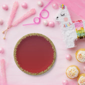 レッドディップ金ゴールドグリッターグラムスパークルパーティー ペーパープレート (パーティー)