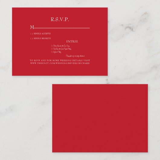 レッドディナーオプションウェディングRSVPエンクロージャ エンクロージャーカード (正面/裏面)