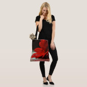 レッドデイジーガーベラフラワー トートバッグ (モデル)