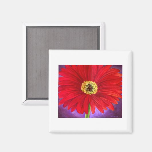 レッドデイジーガーベラ絵を描フラワーズアート数々の- マグネット (正面/裏面)