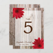 レッドデイジー素朴バーンウッド結婚ズのテーブル番号 ポストカード (正面/裏面)