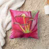 レッドデイリリーオリジナル水彩花アート クッション (ブランケット)