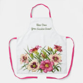 レッドデイリリーフローラ植物学プリント エプロン (正面)