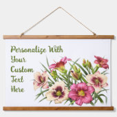 レッドデイリリー花の植物学パーソナライズされた術 吊り下げ型タペストリー (正面)