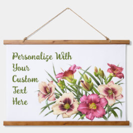 レッドデイリリー花の植物学パーソナライズされた術 吊り下げ型タペストリー