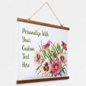 レッドデイリリー花の植物学パーソナライズされた術 吊り下げ型タペストリー (傾斜あり)