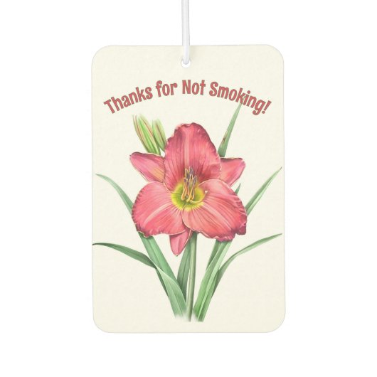 レッドデイリリー花植物学パーソナライズされた術 カーエアーフレッシュナー (正面)