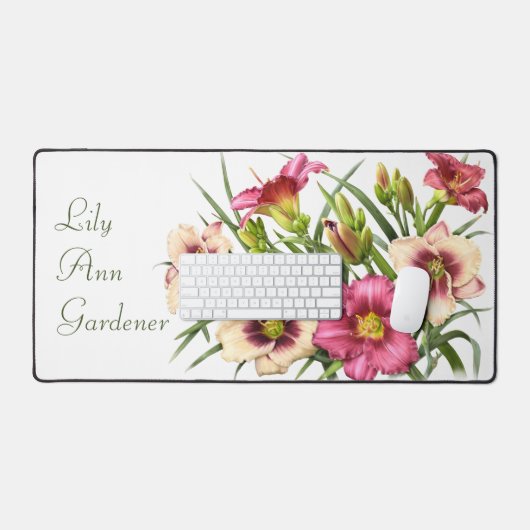 レッドデイリーモダン植物美術パーソナライズされた デスクマット (キーボード&マウス)