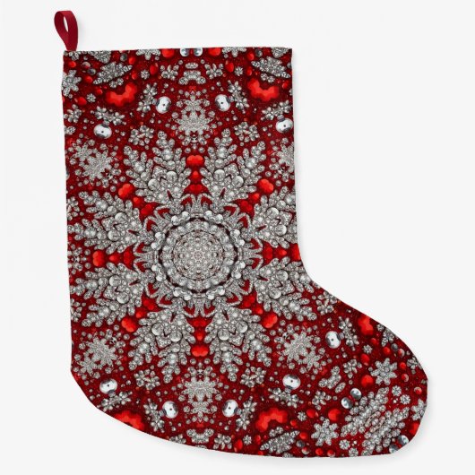 レッドデカニティブホリデイストッキング ラージクリスマスストッキング (正面)