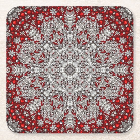 レッドデカニティブホリデー紙コースター スクエアペーパーコースター (正面)