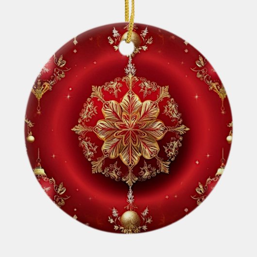 レッドデコレーションオーナメントホリデーオーナメント セラミックオーナメント (正面)