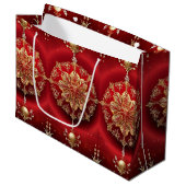 レッドデコレーションオーナメントホリデー抱き枕 ラージペーパーバッグ (正面アングル)